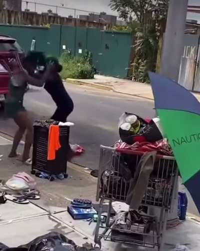 Girl Fight - Two Women Get Into Physical Altercation Involving Chairs 1v1 Fight [T*ts Pop Out] (NSFW)