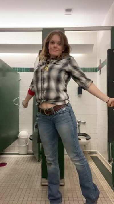 Who else gets dirty at their “office”? Taken with a timer in the worst bathroom in the plant