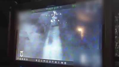 Ukrainian FPV kamikaze drone impacts near a large grouping of Russian soldiers. March 2025, location unknown