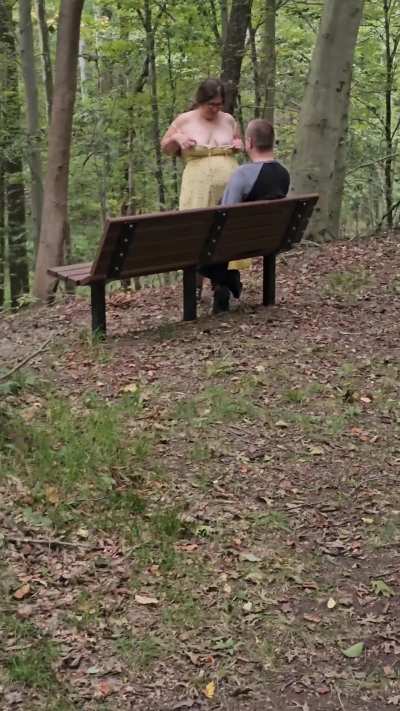 Titty sucking outdoor