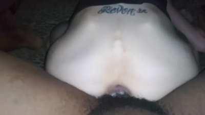 Skinny white girl impaling herself on her bf BBC