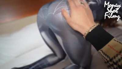 SpiderWoman came to suck some dick 😮‍💨 She loves this dick in her mouth! 😈 Watch the full scene now! #moneyshotfilmz