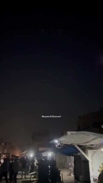 Footage of interceptions of the latest barrage of Iranian missiles caught from the Gaza Strip(15Jun2025)