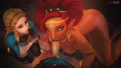 Urbosa showing Zelda how to blow Link (Fugtrup)