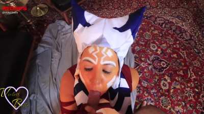 Cosplay slut gets a mouthful