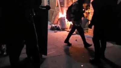 Portland protestors trap cops inside a police building and then set it on fire