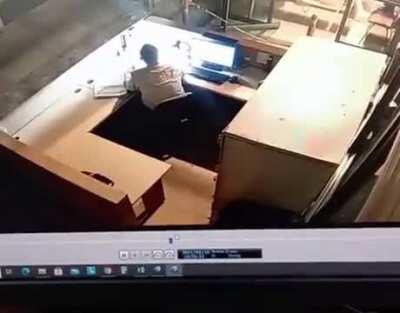 You're at the police station. Why are you running?