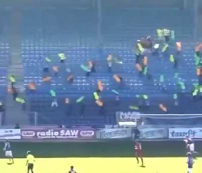 A team went 9 games without scoring a single goal, so its fans decided to show them where the goal post is