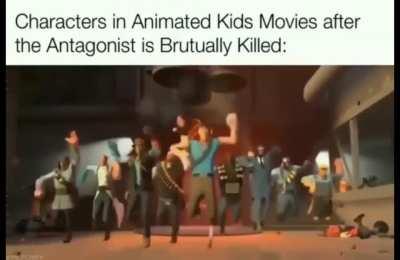 kids movies after the bad guy is brutally killed: