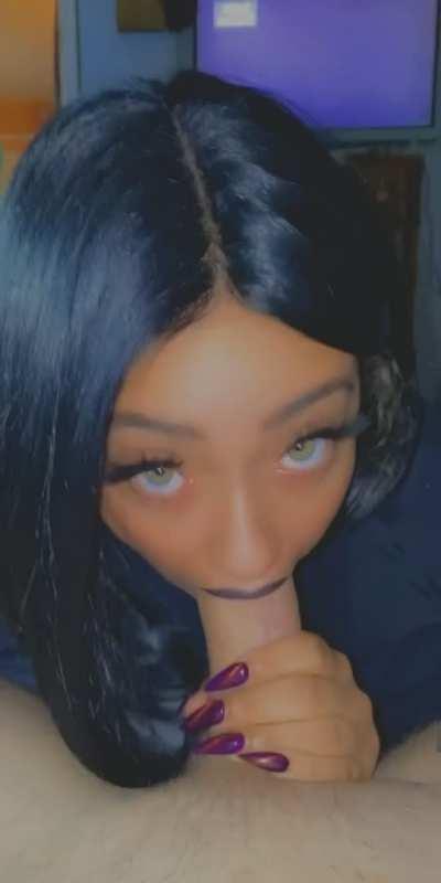 Big Daddys thick white cock feels so good deep down in my little throat [OC]