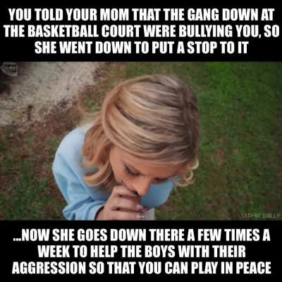 All the boys are taking free throws in your mom's mouth...