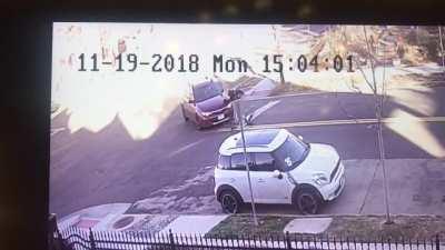 Idiot in car hits stopped cyclist