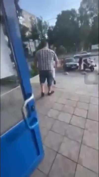 Guy refuses to wear a mask and gets hit by a sausage