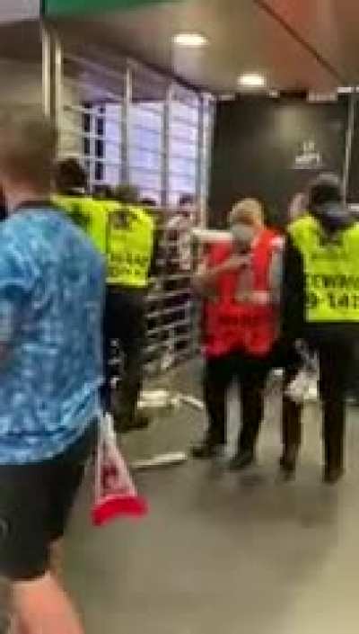 England Fans forcing their way into Wembley Stadium without Paying, UK.