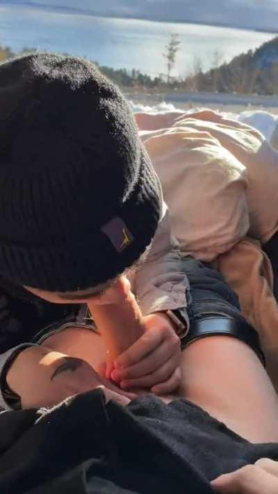 My roommate and I went on a roadtrip to see his gf. But he gotta little eager on the way there