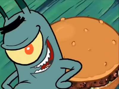 Plankton finally gets the Krabby Patty secret formula