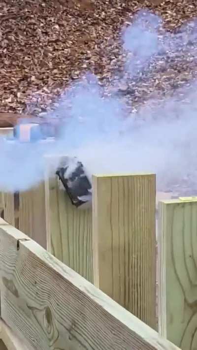 Shooting nail through a lithium battery