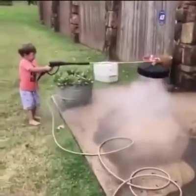 Good job cleaning the ground buddy .