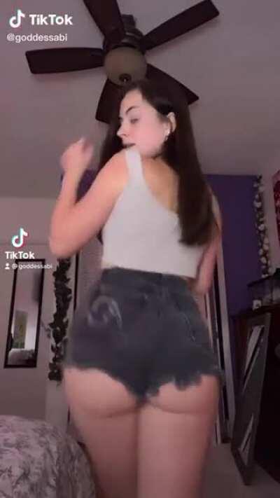 Sexy bank in jean shorts