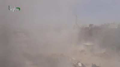 Camera set up to catch incoming Syrian Army mortar fire on Opposition controlled neighborhoods in Daraya - 9/7/2013