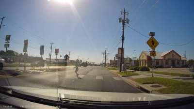 Lady almost takes out kid using crosswalk, and honks as if he is in the wrong....