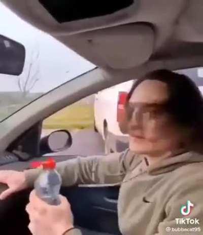 Spraying water at strangers