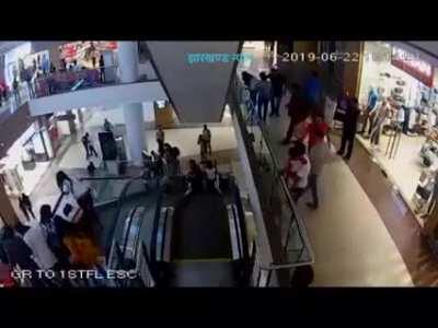 Kid Falls From 2nd Floor After Escalator Pulls Him Over The Edge