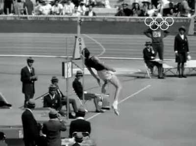 dick fosbury thinking outside the box and casually setting a new olympic world record with his technique!