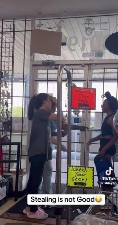 A thief locked inside a beauty supply store
