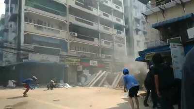 The streets of Hlaing Township, Myanmar resemble a war zone. [March 17. Crosspost from Facebook]