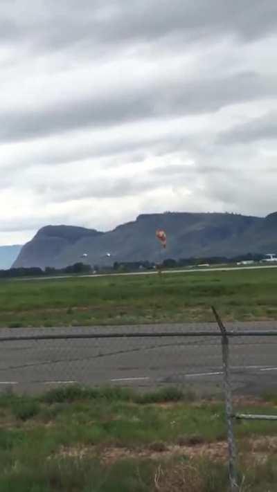 CAF Snowbird crashes into neighborhood after takeoff, Pilots ejected, 1 person sent to hospital.