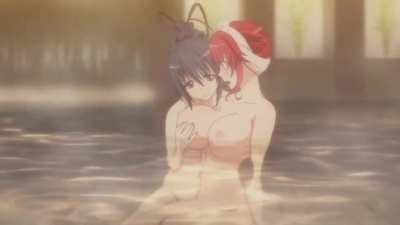 Akeno plays with Rias Boobs [Highschool DxD]