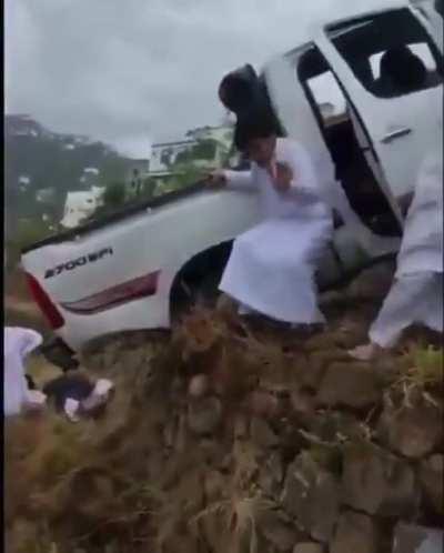 Reversing down a mountain road