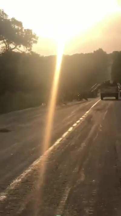 American M113 AIV along the front.