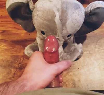 Cumming on a stuffed animal