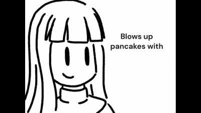 Blows up pancakes with mind