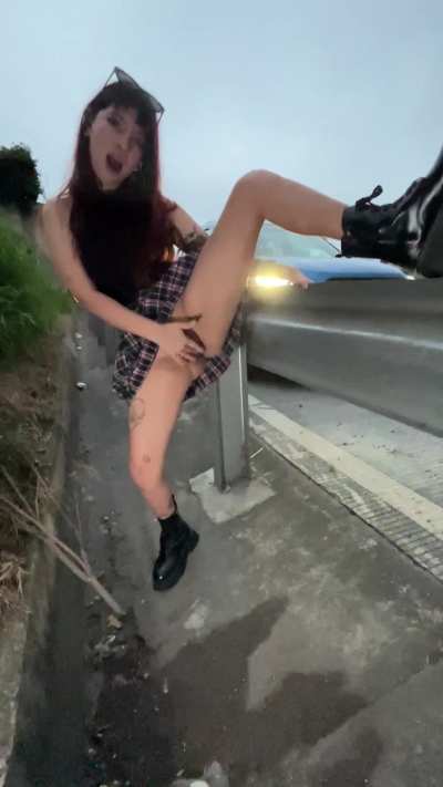 The car broke down, so I took the opportunity to show my ass