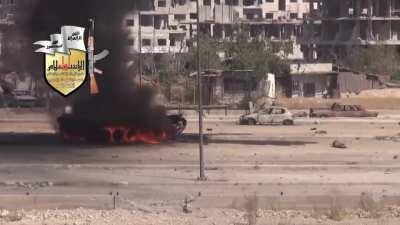 Syrian T-72 has an extended ammunition cook off