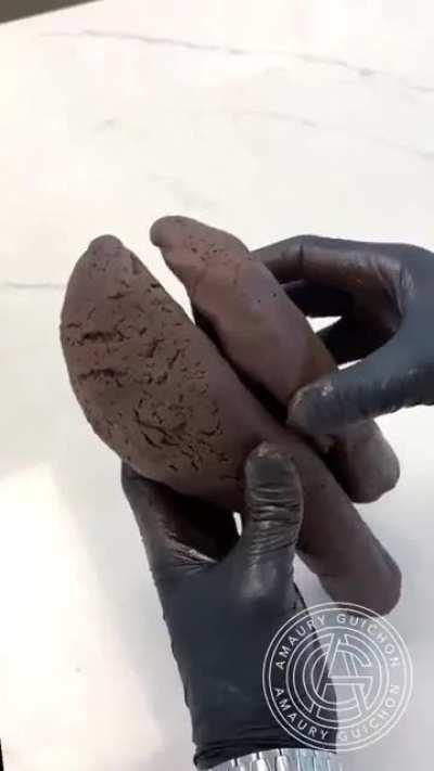 Amaury Guichon making a Sea Turtle sculpture out of chocolate.