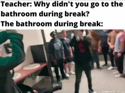 Just guys having a Lightsaber battle in the bathroom.