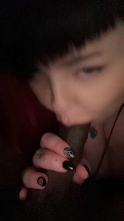 Be a good little slut and watch me put my pretty goth mouth all over this bbc while you’re locked up in a cage watching 😂😂 Your cock could never even dream of satisfying me… 