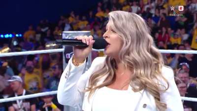 Crowd booing the American national anthem at a WWE event in Perth, Australia today