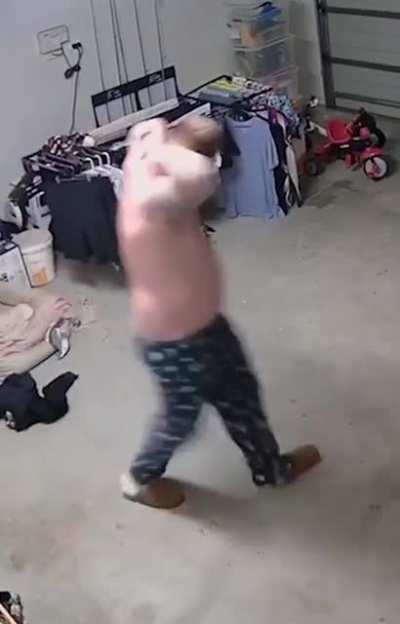 He couldn’t get that hoodie off quick enough!!