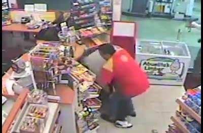 Guy tries to rob a store and gets his ass whooped.