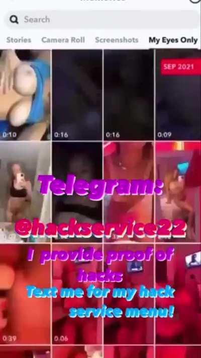 Text this professional hxcker if you guys want access to any Snapchat( including my eyes only) Instagram and or iCloud. Text him on telegram for his menu! I just tested him and he’s legit!