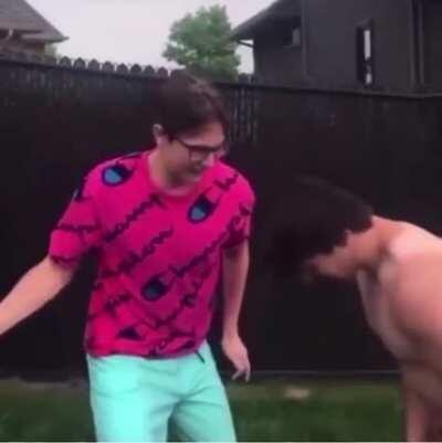 Trying to open a beer on someone's head