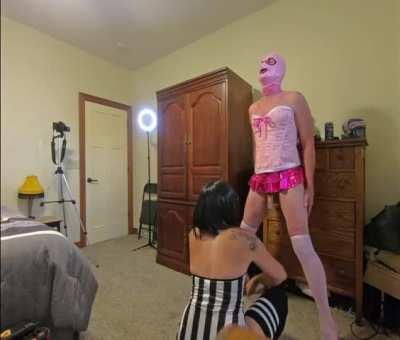 Referee VS my Sissy Slut's Nuts - I won!