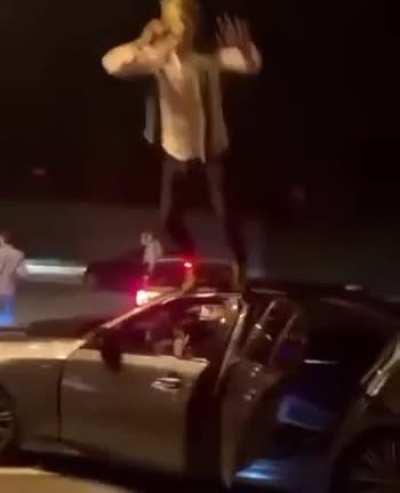Jumping from the roof of a car