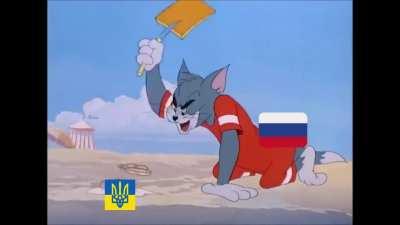 Russian-Ukrainian conflict memes created using the cartoon Tom and Jerry.