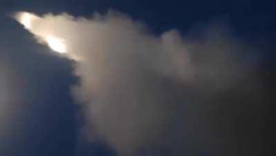 Three Ukrainian M142 HIMARS firing at a Russian target somewhere at night